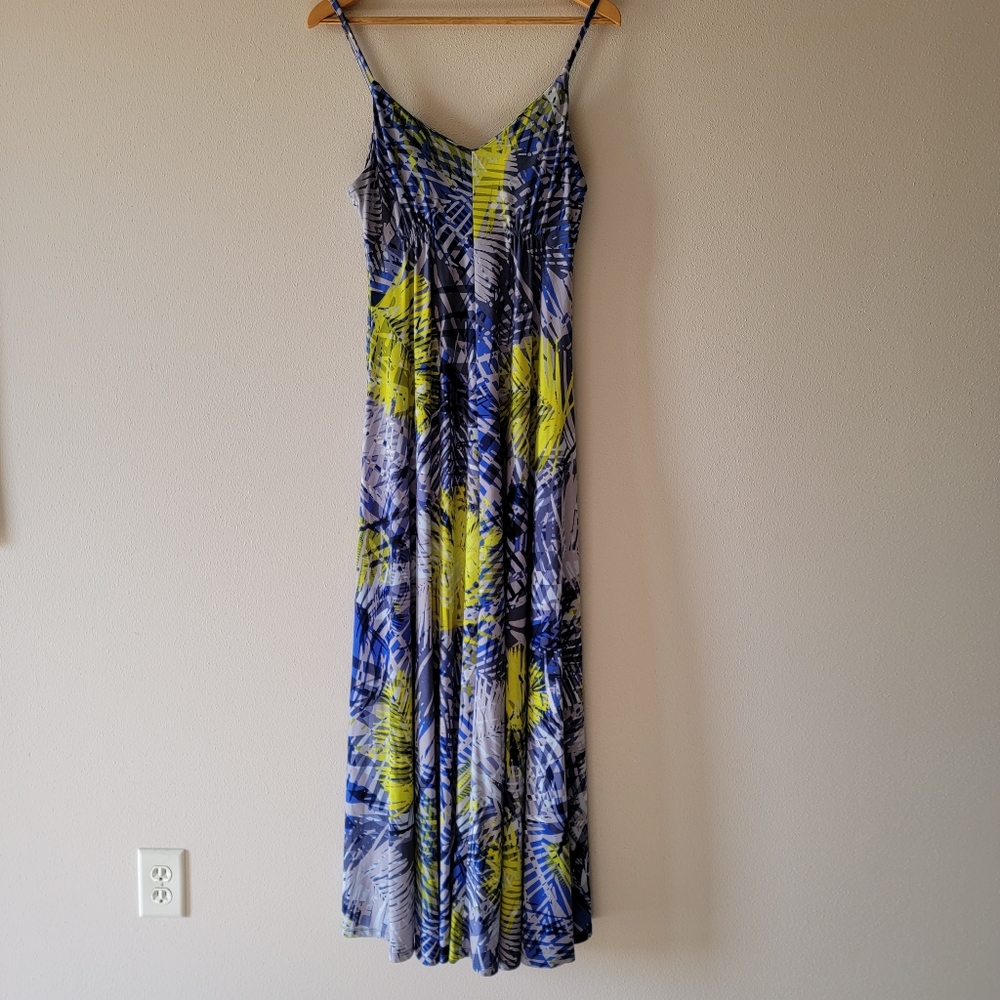 Jennifer Lopez Blue/Yellow Maxi Dress - Size Medium